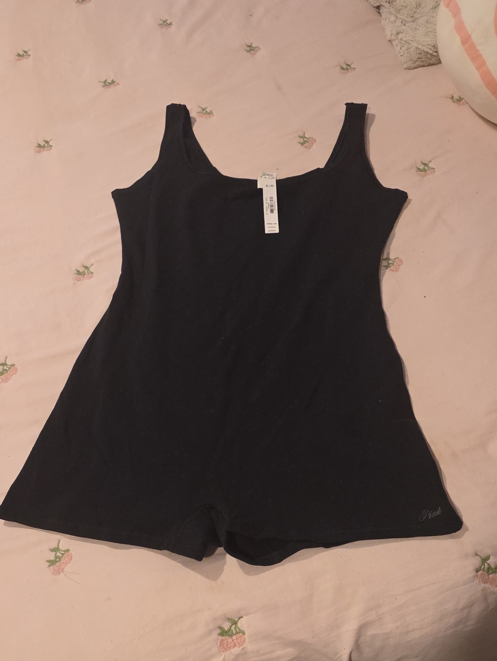 Victoria's Secret Pink, Black Tank Romper Chemise